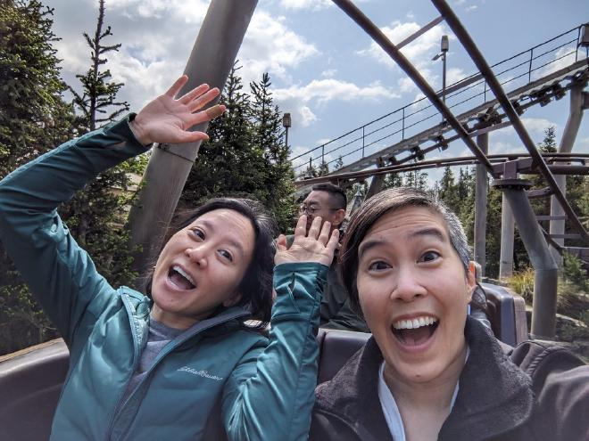 Riding the Flight of the Hippogriff rollercoaster